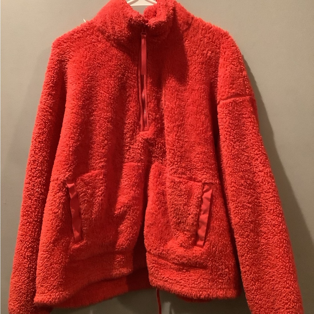 All in Motion Red Teddy Jacket Plush Fleece Cozy